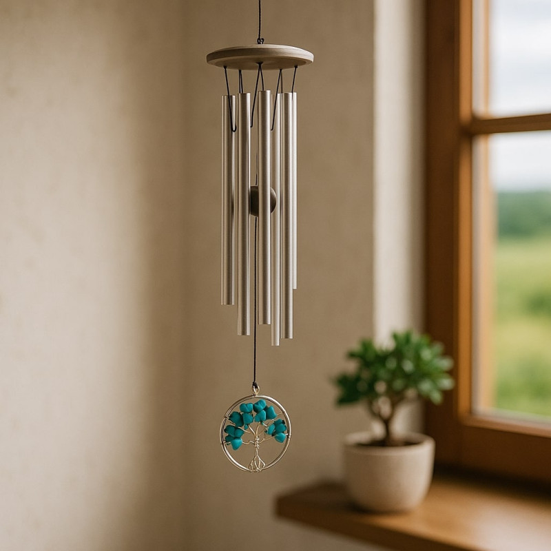 Campana de Viento Serenity Tree Turquesa – Armonía y Belleza
