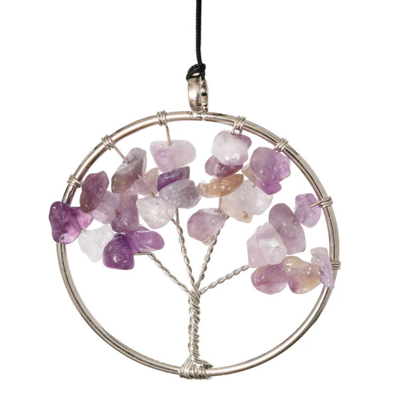 Campana de viento con amatista y árbol de la serenidad