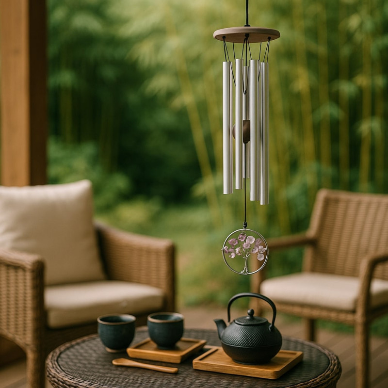 Campana de viento con amatista y árbol de la serenidad