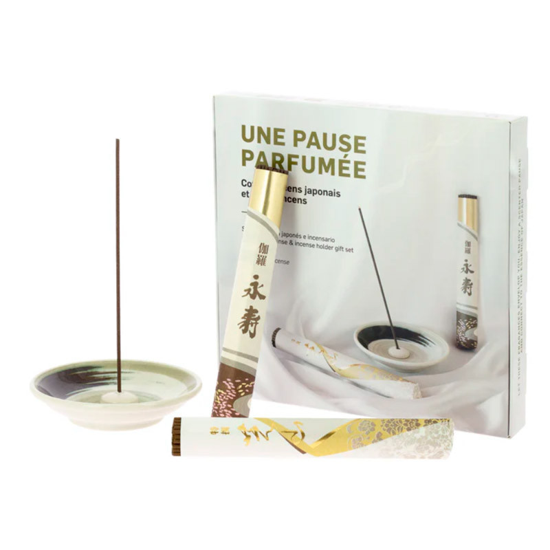 Set de incienso japonés con incensario artesanal