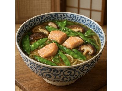 Sopa Miso con Salmón y fideos