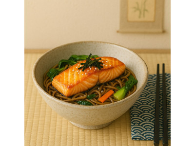 Salmón a la plancha con fideos soba