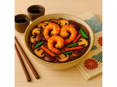 Fideos soba con langostinos
